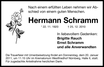 Traueranzeige von Hermann Schramm von Nürnberger Nachrichten