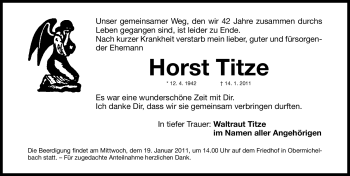 Traueranzeige von Horst Titze von Nürnberger Nachrichten