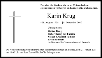 Traueranzeige von Karin Krug von Nürnberger Nachrichten