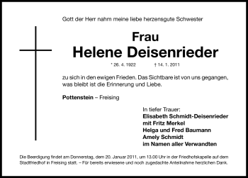 Traueranzeige von Helene Deisenrieder von Nürnberger Nachrichten