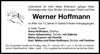 Traueranzeige von Werner Hoffmann von Nürnberger Nachrichten