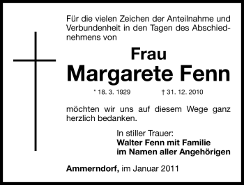 Traueranzeige von Margarete Fenn von Nürnberger Nachrichten