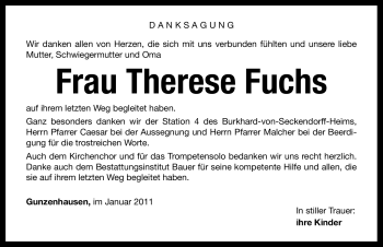 Traueranzeige von Therese Fuchs von Nürnberger Nachrichten