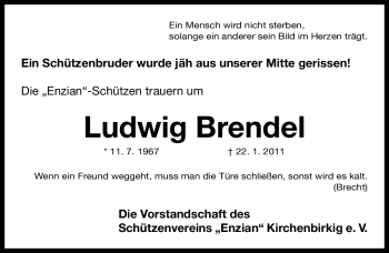 Traueranzeige von Ludwig Brendel von Nürnberger Nachrichten