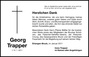 Traueranzeige von Georg Trapper von Nürnberger Nachrichten