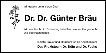 Traueranzeige von Günter Bräu von Nürnberger Nachrichten