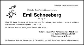 Traueranzeige von Emil Schneeberg von Nürnberger Nachrichten