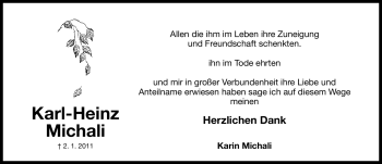 Traueranzeige von Karl-Heinz Michali von Nürnberger Nachrichten