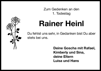 Traueranzeige von Rainer Heinl von Nürnberger Nachrichten