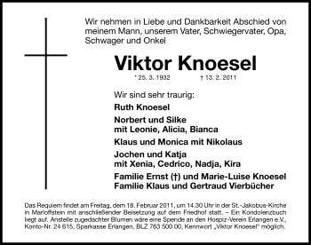 Traueranzeige von Viktor Knoesel von Nürnberger Nachrichten