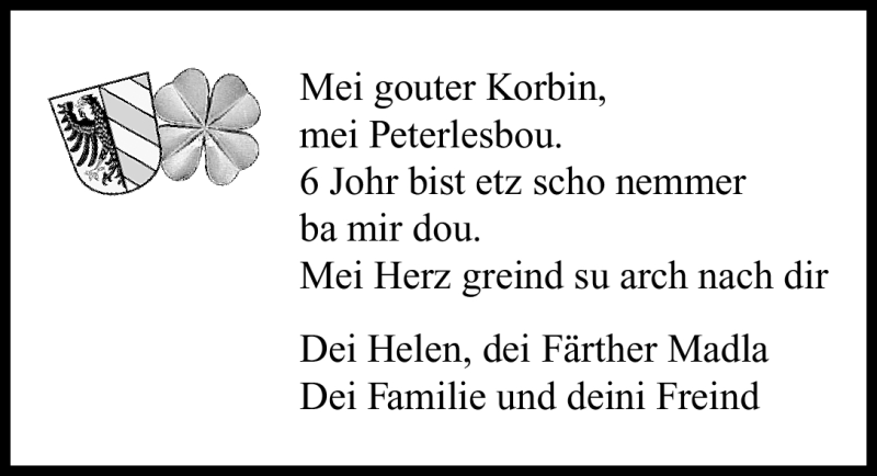  Traueranzeige für Pilipp Korbinian vom 24.02.2011 aus Nürnberger Nachrichten