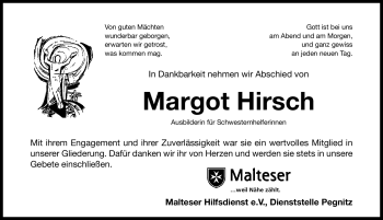 Traueranzeige von Margot Hirsch von Nürnberger Nachrichten