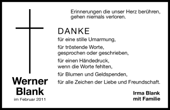 Traueranzeige von Werner Blank von Nürnberger Nachrichten