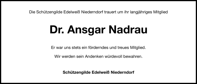  Traueranzeige für Ansgar Nadrau vom 23.02.2011 aus Nürnberger Nachrichten