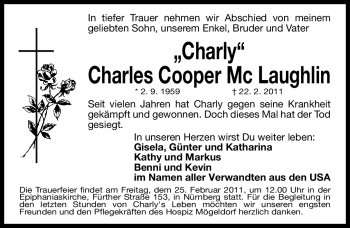 Traueranzeige von Charles Cooper Mc Laughlin von Nürnberger Nachrichten