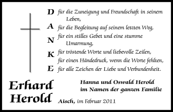 Traueranzeige von Erhard Herold von Nürnberger Nachrichten