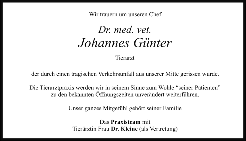  Traueranzeige für Johannes Günter vom 25.02.2011 aus Nürnberger Nachrichten