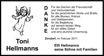 Traueranzeige von Toni Hellmanns von Nürnberger Nachrichten