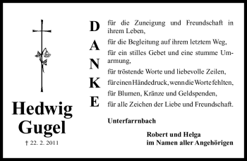 Traueranzeige von Hedwig Gugel von Nürnberger Nachrichten
