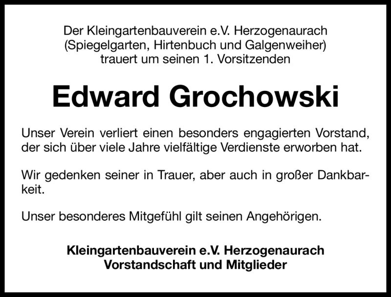 Traueranzeige für Edward Grochowski vom 11.03.2011 aus Nürnberger Nachrichten