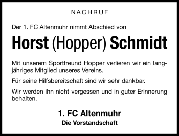 Traueranzeige von Horst Schmidt von Nürnberger Nachrichten