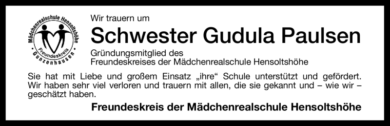  Traueranzeige für Gudula Paulsen vom 16.03.2011 aus Nürnberger Nachrichten