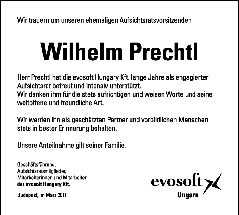  Traueranzeige für Wilhelm Prechtl vom 18.03.2011 aus Nürnberger Nachrichten