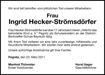 Traueranzeige von Ingrid Hecker-Srömsdörfer von Nürnberger Nachrichten