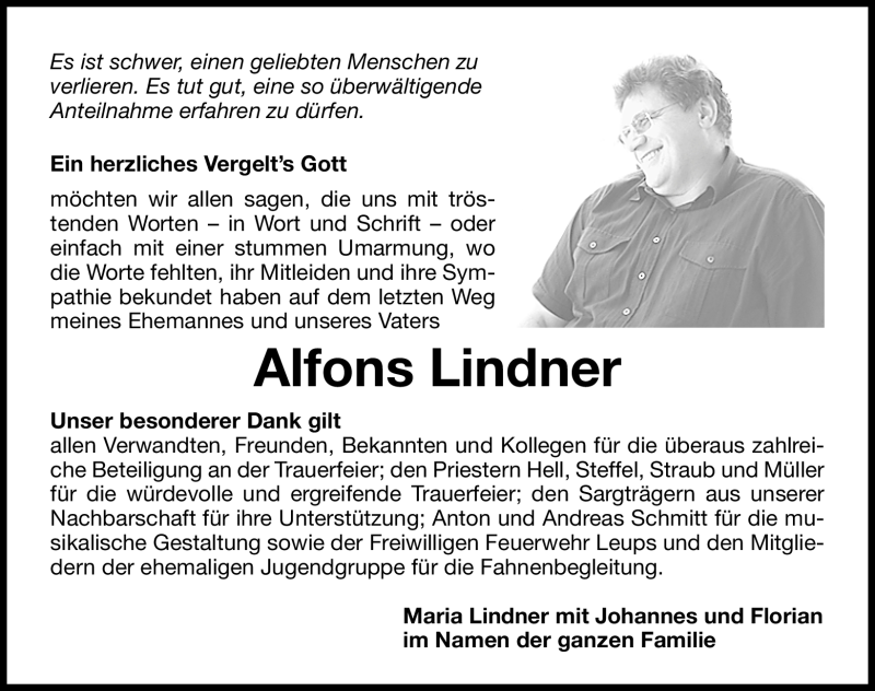  Traueranzeige für Alfons Lindner vom 29.03.2011 aus Nürnberger Nachrichten