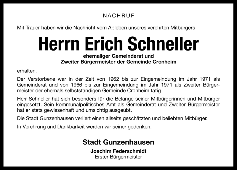  Traueranzeige für Erich Schneller vom 29.03.2011 aus Nürnberger Nachrichten