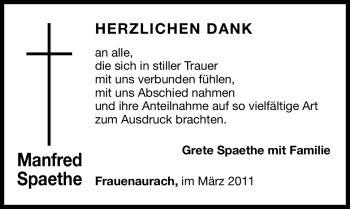 Traueranzeige von Manfred Spaethe von Nürnberger Nachrichten