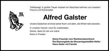 Traueranzeige von Alfred Galster von Nürnberger Nachrichten