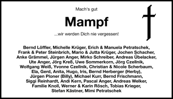 Traueranzeige von Mampf  von Nürnberger Nachrichten