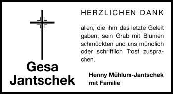 Traueranzeige von Gesa Jantschek von Nürnberger Nachrichten
