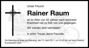Traueranzeige von Rainer Raum von Nürnberger Nachrichten