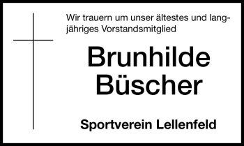 Traueranzeige von Brunhilde Büscher von Nürnberger Nachrichten