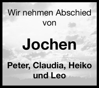 Traueranzeige von Jochen  von Nürnberger Nachrichten