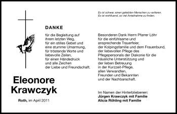 Traueranzeige von Eleonore Krawczyk von Nürnberger Nachrichten