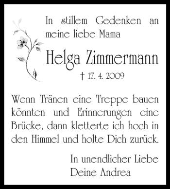 Traueranzeige von Helga Zimmermann von Nürnberger Nachrichten