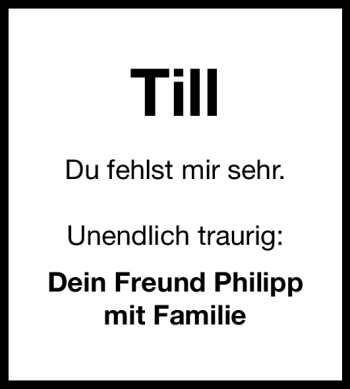 Traueranzeige von Till Till von Nürnberger Nachrichten