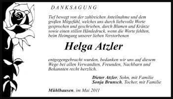 Traueranzeige von Helga Atzler von Nürnberger Nachrichten