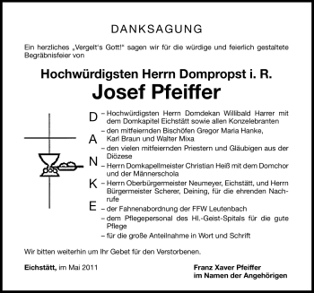 Traueranzeige von Josef Pfeiffer von Nürnberger Nachrichten
