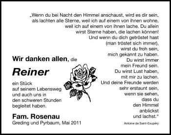 Traueranzeige von Reiner Reiner von Nürnberger Nachrichten