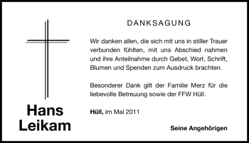 Traueranzeige von Hans Leikam von Nürnberger Nachrichten