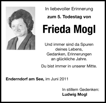 Traueranzeige von Frieda Mogl von Nürnberger Nachrichten