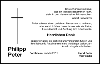 Traueranzeige von Philipp Peter von Nürnberger Nachrichten