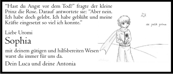 Traueranzeige von Sophia Adler von Nürnberger Nachrichten