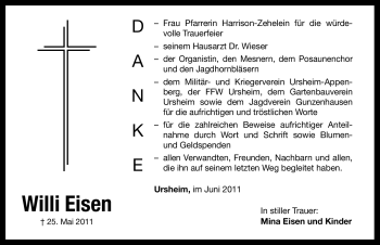 Traueranzeige von Willi Eisen von Nürnberger Nachrichten