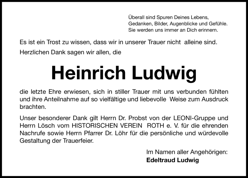  Traueranzeige für Heinrich Ludwig vom 11.06.2011 aus Nürnberger Nachrichten