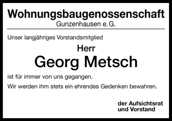 Traueranzeige von Georg Mertsch von Nürnberger Nachrichten